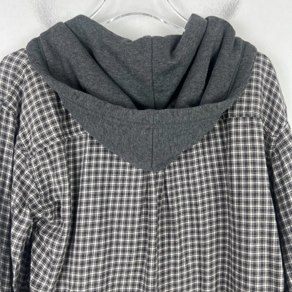 NWT American Eagle Cropped Hooded Flannel Shirt Plaid Size Medium M NEW - Picture 10 of 12